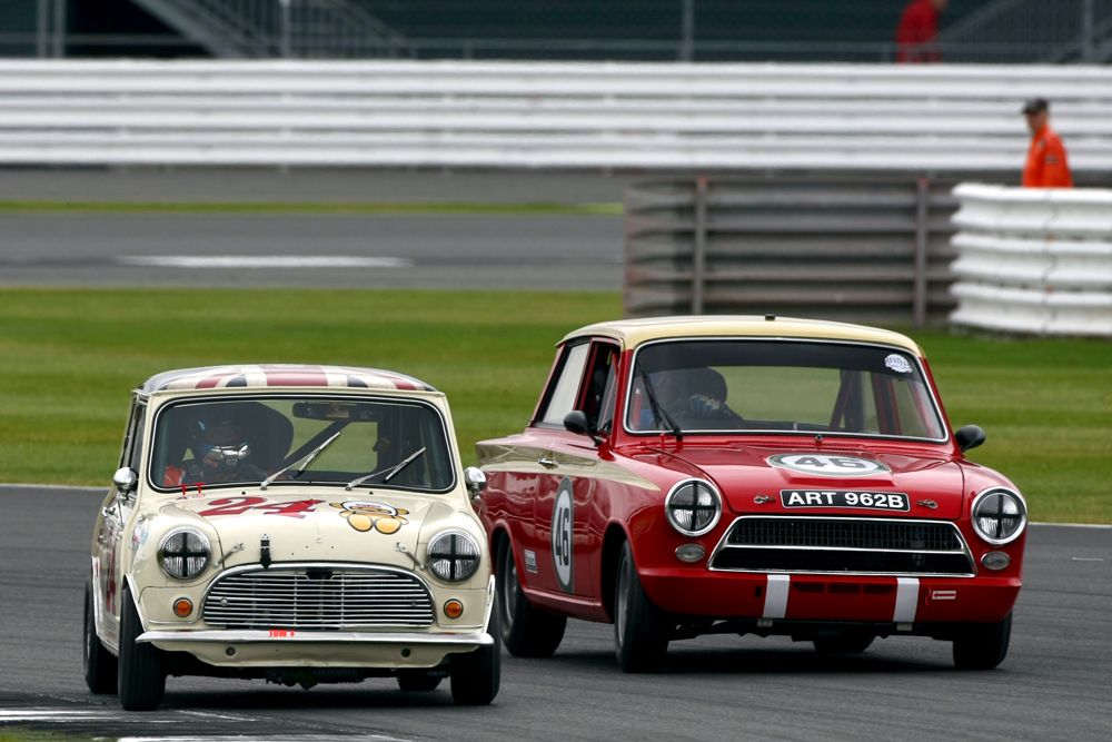 Silverstone Classic 2016, 29th-31st July, 2016, Silverstone Circuit, Northants, England. O'Connell-Lewis Austin Mini Cooper S Copyright Free for editorial use only