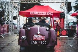 1675952_1936 Riley Sprite of Blue Diamond Riley Services at the end of the Rallye Monte-Carlo Classique, which drove 2,800 miles total from Bicester Heritage